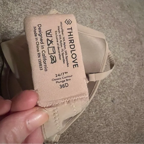ThirdLove Classic 24/7 Contour Plunge Bra Tupe tan 36D - Picture 8 of 10